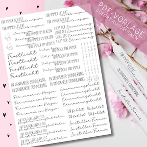 Mourning PDF Template for Candles Waterslide I Taper Candles | Candle Decorating | To Print