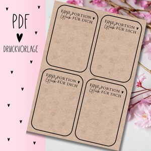 Druckvorlage "eine Portion Glück für dich" PDF Vorlage zum Download Ausdrucken Geschenkkarte Geschenkidee Geschenk Selbstausdrucken