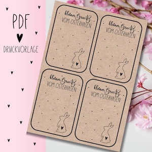 Imprimir plantilla "pequeño saludo del conejito de Pascua" Plantilla PDF para descargar, imprimir tarjeta de regalo, idea de regalo, imprimir usted mismo