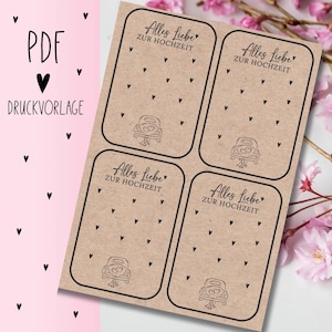 Druckvorlage "alles Liebe zur Hochzeit" PDF Vorlage zum Download Ausdrucken Geschenkkarte Geschenkidee Geschenk Selbstausdrucken