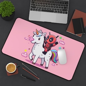 Unicorn with Deadpool Desk Mat
