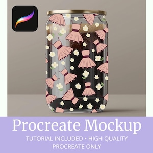 Procreate Mockup Coffee Class Can Seamless Pattern Showcase for Digital Paper Procreate Template Mockup Transparent Pattern Design Template