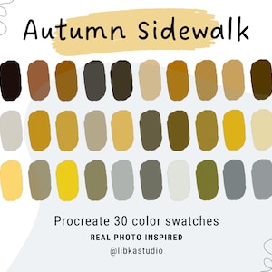 Autumn Procreate Color Palette 30 Swatches | HEX Codes | iPad | Digital Palette | Procreate Swatches | Red Brown Yellow Fall Color Swatch