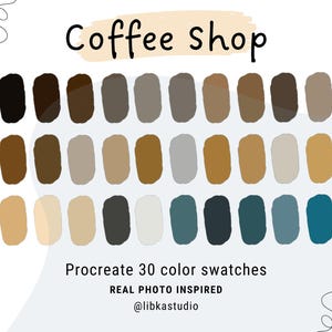Procreate Color Palette 30 Swatches plus HEX Codes | iPad | Digital Palette | Procreate Swatches | Coffee Pastel Brown Earth Color Swatch