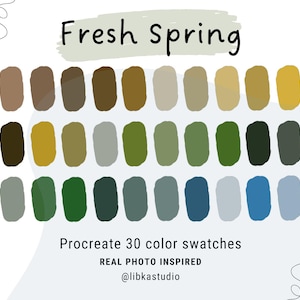 Procreate Color Palette 30 Swatches plus HEX Codes | iPad | Digital Palette | Procreate Swatches | Spring Fresh Earth Nature Color Swatch