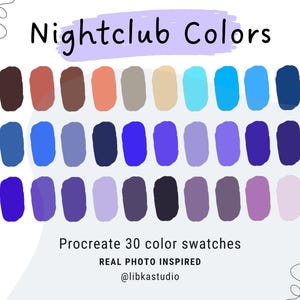 Neon Night Club Procreate Swatches, Color Palette plus HEX Codes, iPad, Procreate Art 30  Swatches, Digital Palette