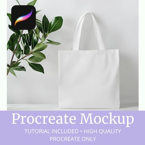 Könnte beinhalten: Weißer Stoffbeutel-Mockup mit einem grünen Pflanzenzweig im Hintergrund. Die Tasche ist aus Canvas und hat ein schlichtes Design. Das Bild ist perfekt, um Ihre Designs auf einem Stoffbeutel zu präsentieren.