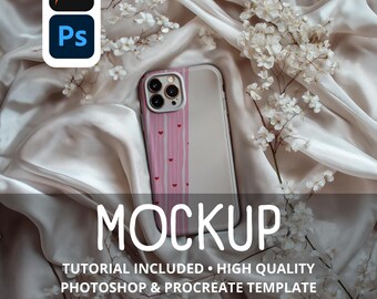 Phone Case Procreate Mockup: Seamless Pattern Template (Digital Download)