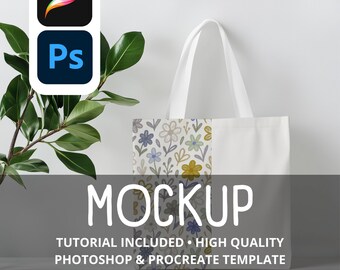 Tote Bag Mockup: Procreate Seamless Pattern Template (Digital Download)