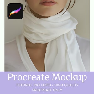 Mockup Scarf Procreate Seamless Pattern, Showcase for Digital Paper, Procreate Template, Mockup Surface Pattern Design Template Clothes