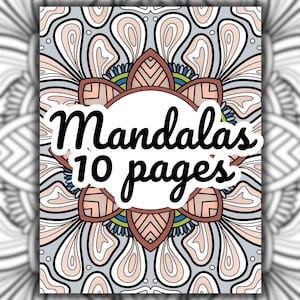 10 pagine da colorare Mandala / PDF stampabili / Antistress da colorare / Arte consapevole per adulti e bambini / Download immediato di eBook disegnati a mano per adulti
