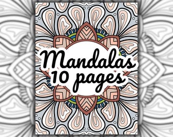 5 Mandala Coloring Pages, Printable PDF Stress Relief Coloring Book ...