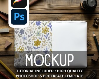 Pencil Case Mockup: Seamless Pattern Showcase (Procreate, Photoshop PSD)