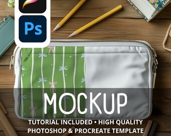 Pencil Case Mockup: Seamless Pattern Template for Procreate & Photoshop