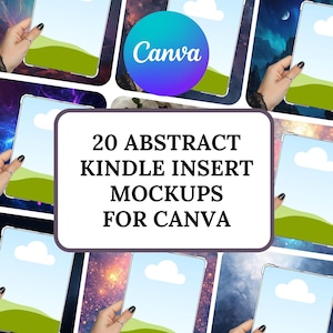 20 abstrakta Kindle-inläggsmodeller för Canva-mallar, redigerbart listningsfoto, flera mockupmallar, E-läsare Kobo-mockupinlägg