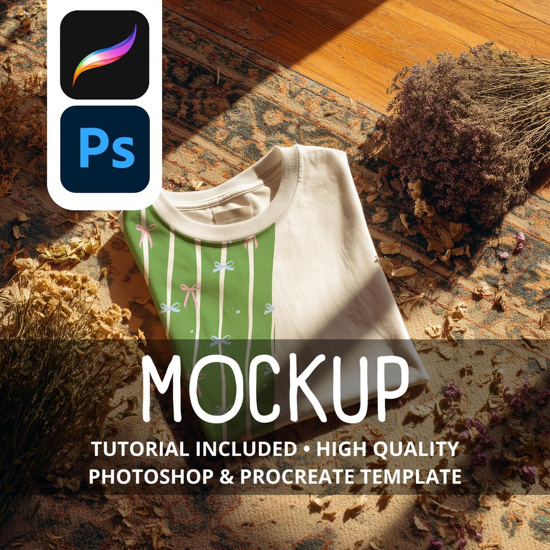 White T-shirt Mockup: Procreate, Photoshop Seamless Pattern Template ...