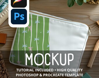 Pencil Case Mockup: Seamless Pattern Template (Procreate & Photoshop)