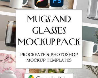 Paquete de maquetas de tazas y vasos - Plantillas para Procreate y Photoshop