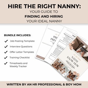 Guía para contratar niñeras / Carpeta para niñeras / Carta de oferta de niñera / Acuerdo de niñera