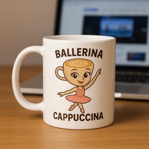 Ballerina Cappuccina – Italian Brainrot Meme Mug | Meme Mug | Brainrot Trend | Tiktok Meme | Internet Lore Mug | Secret Santa Gift