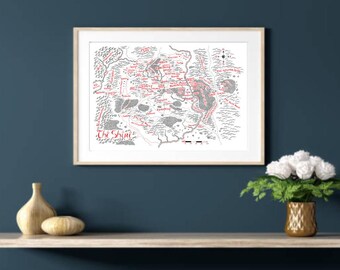 手描きトールキン風の地図アートワーク、ホビット庄の地図 - Etsy 日本