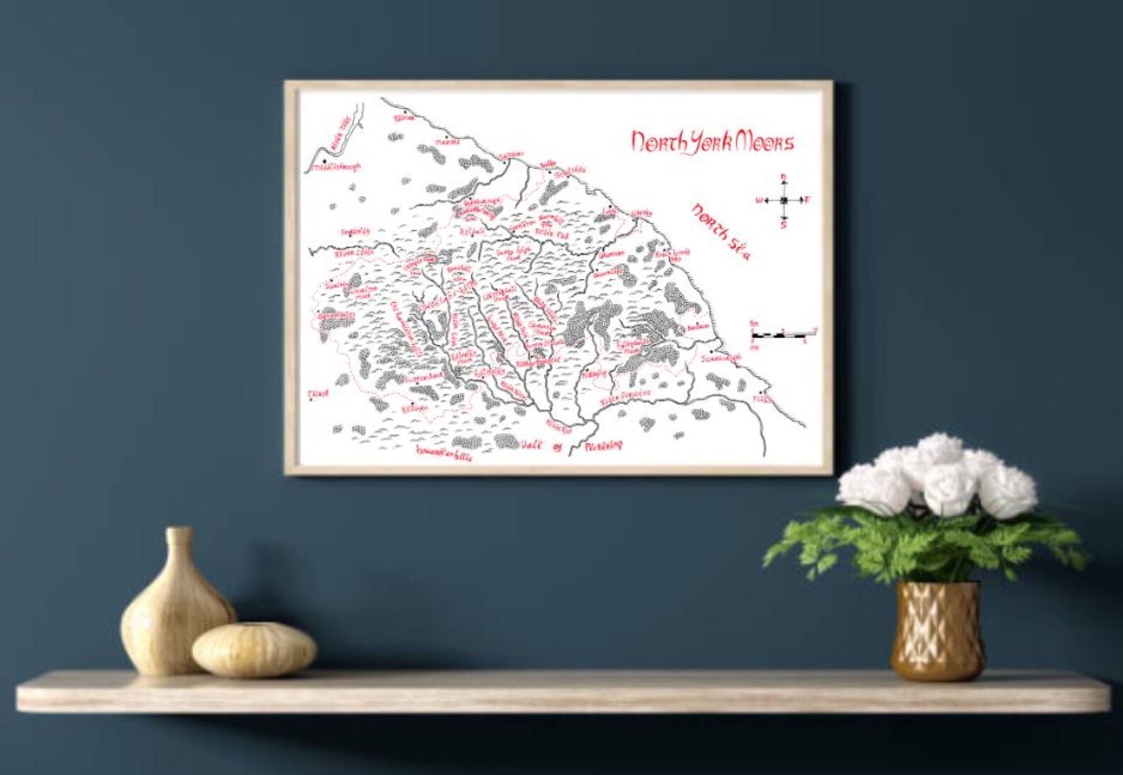 Map of North York Moors National Park Hand Drawn Tolkien Style Map ...