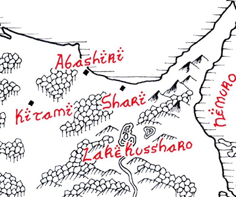 Kitami Map Map of Hokkaido Hand Drawn Tolkien Style Map Artwork - Etsy
