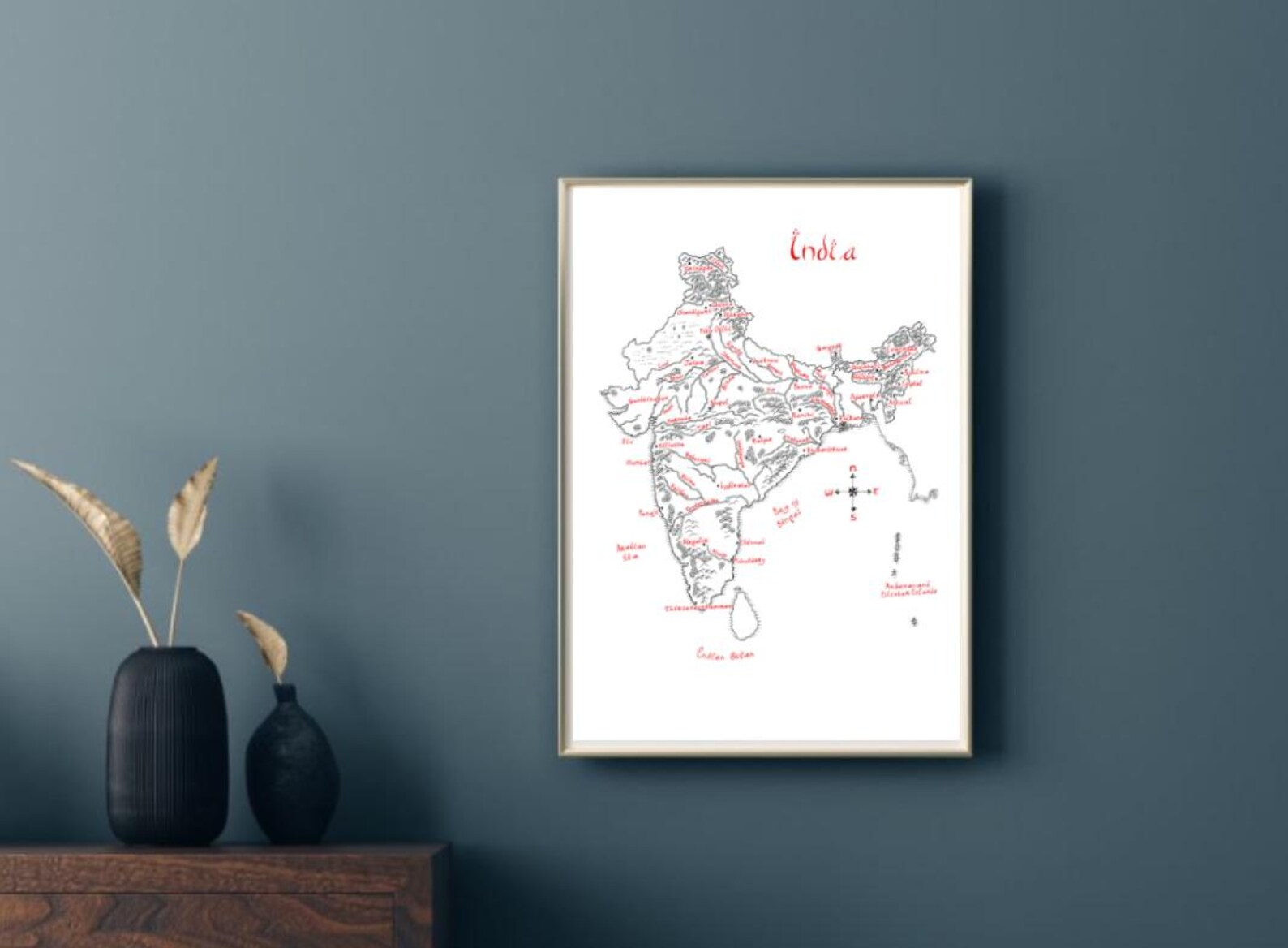 Map of India Hand Drawn Tolkien Style Map Artwork - Etsy