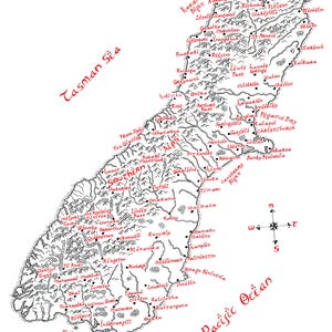 Carte de la Nouvelle-Zélande - Île du Sud