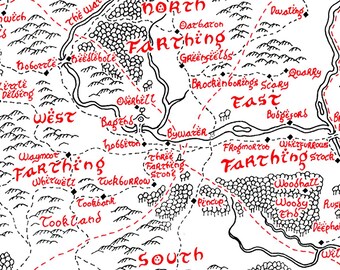 手描きトールキン風の地図アートワーク、ホビット庄の地図 - Etsy 日本