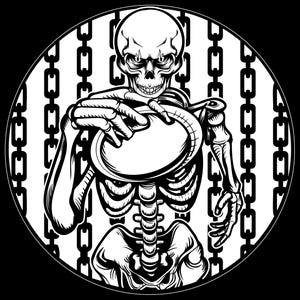 Disc Golf, Disc Dye Stencil - Digital SVG Download of a Skeleton lining up a putt!