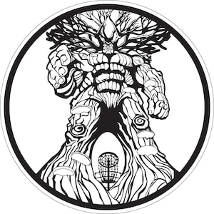 Disc Golf, Disc Dye Stencil - Digital SVG Download of a Guardian Tree blocking the basket