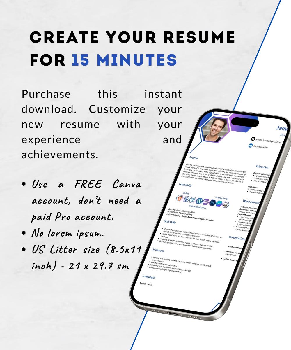 ATS Resume Template Mockup Editable 2-page CV Template and Cover Letter ...