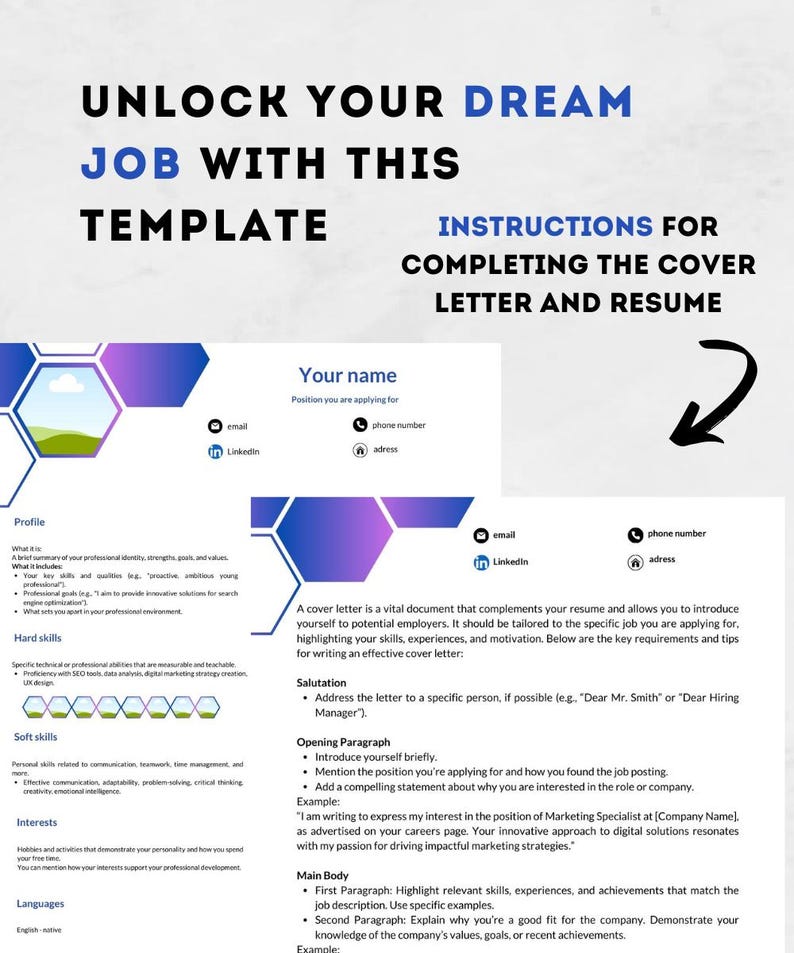 ATS Resume Template Mockup Editable 2-page CV Template and Cover Letter ...