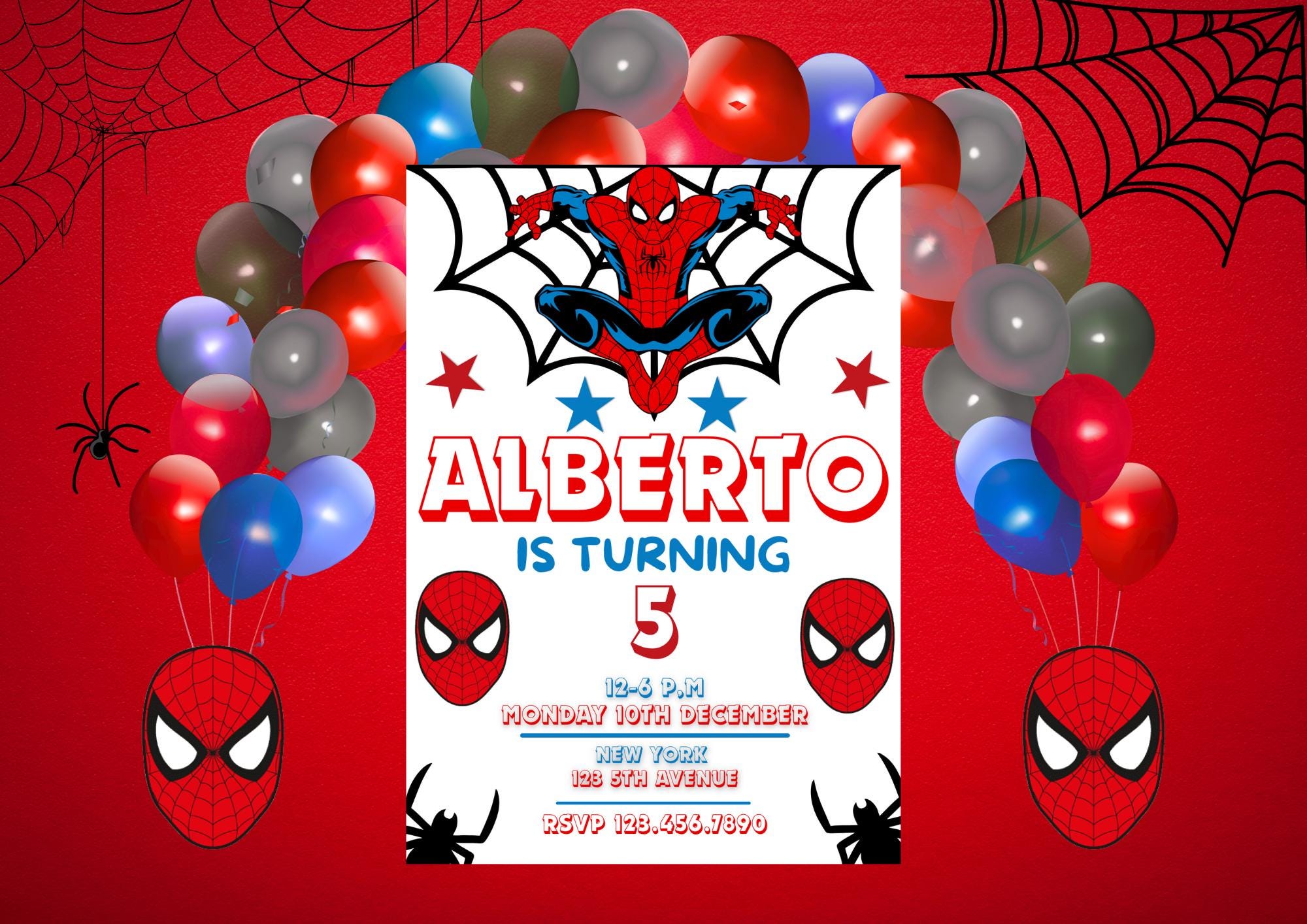 Striscione Compleanno Spiderman 1.2m - Decorazione Per Feste A Tema Supereroi, In Cartoncino Resistente