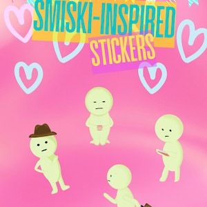 Smiski-Inspired Stickers - Set of 5 - Matte Paper - Sticker Pack - Scrapbooking - Stationary