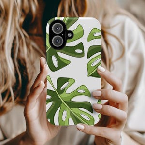 Monstera Handyhülle, Tropisches Blatt iPhone Hülle, Ästhetisches Pflanzen Liebhaber Geschenk, Grünes Botanisches Etui, Natur iPhone 16 15 14 13 12 Pro Max Hülle