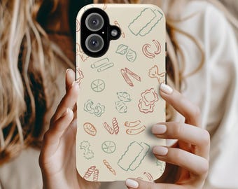 Capa de celular Pasta Lover, Estética de verão europeia, Capa de celular Foodie, Capa de celular com colagem italiana, iPhone 16 15 14 13 12 11, Samsung S21-24