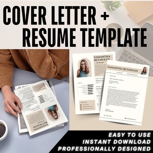 Plantilla de carta de presentación y currículum editable de descarga instantánea / Diseño profesional / Fácil de usar para lograr el éxito laboral