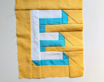 Foundation Paper Piecing Pattern - Letter E with shadow 7x9 or 12x12