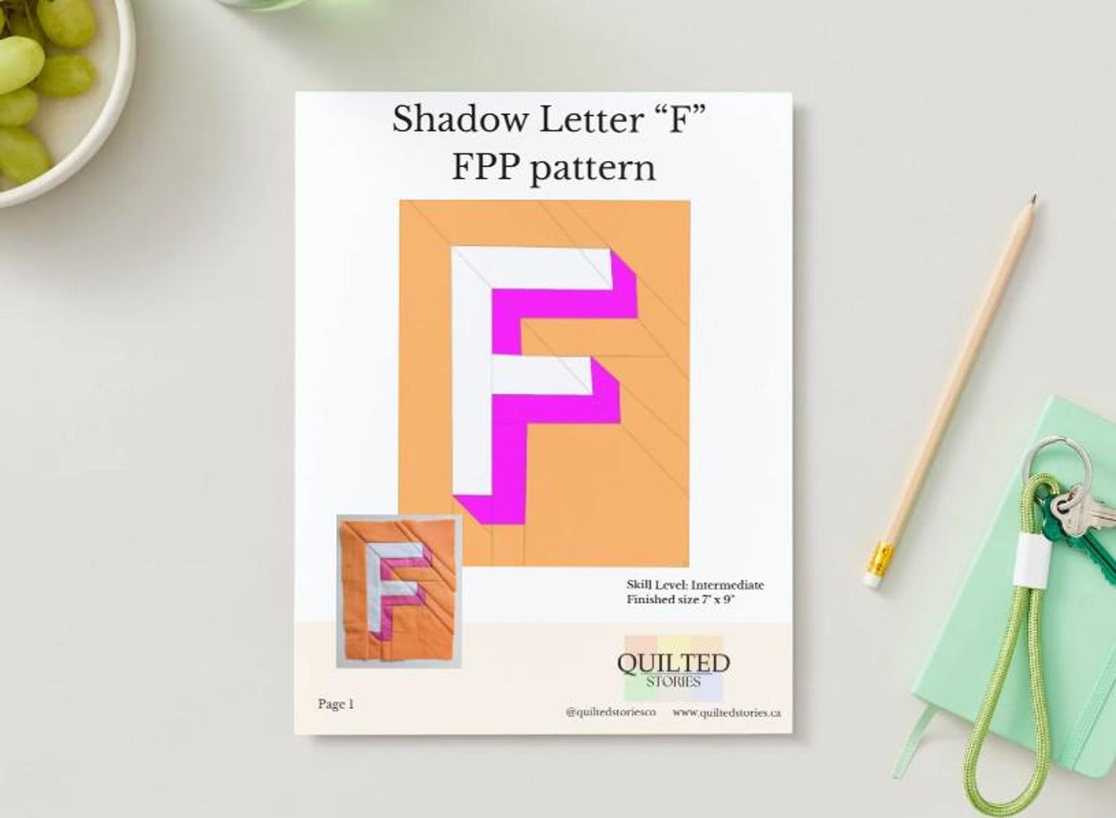 Foundation Paper Piecing Pattern - Letter F With Shadow - Etsy