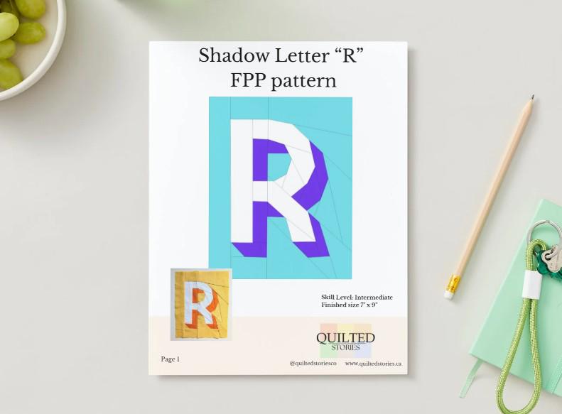 Patterns For Letter R Foundation Paper Piecing Pattern - Letter R With Shadow - Etsy