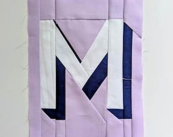Foundation Paper Piecing Pattern - Letter M with shadow
