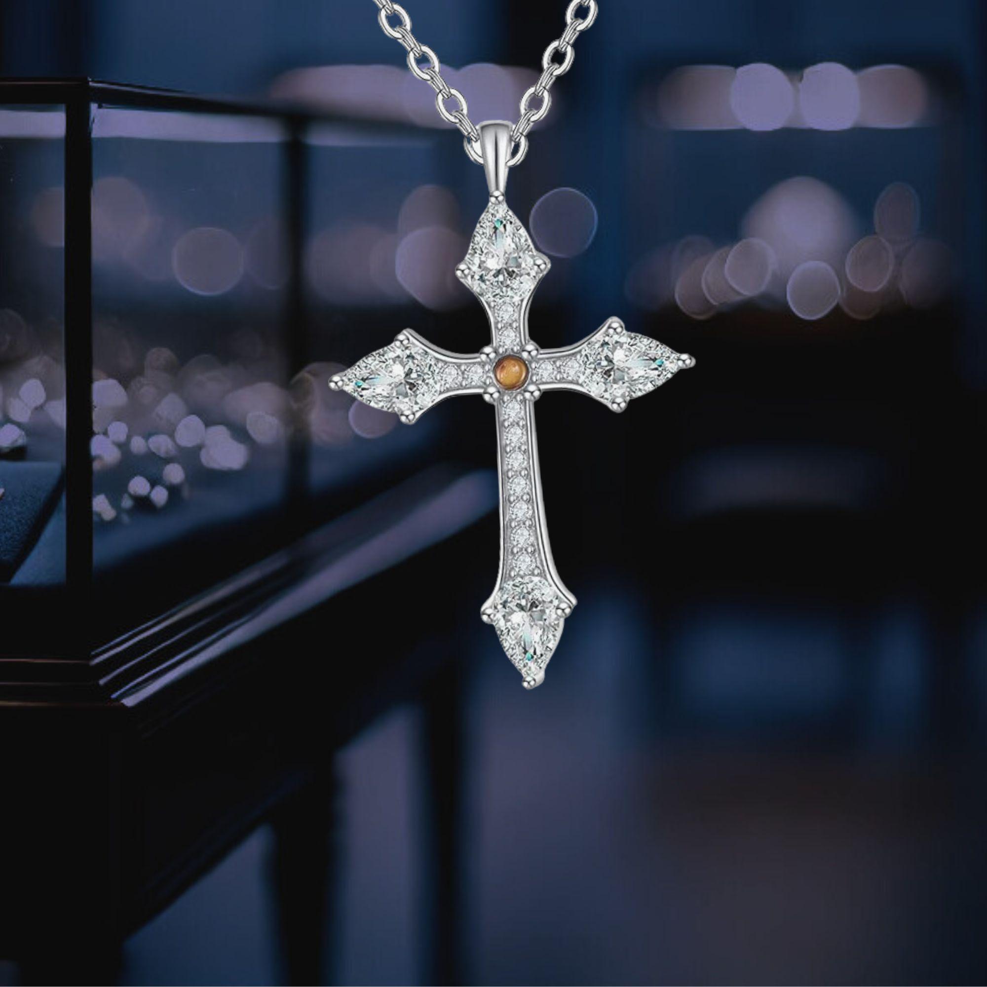 Vivaday Collana Cristiana Con Croce E Girasole, Seme Di Senape, Acciaio Inox Con Zirconia, Catena Regolabile 40+6 Cm, Gioiello Di Fede E Incoraggiamento