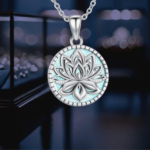 Lotus Necklace 925 Silver Lotus Flower Moonstone Jewelry Pendant Necklace For Women