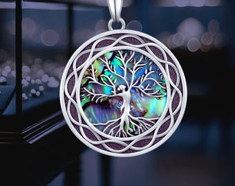Tree of Life Necklace For Women Abalone Shell Celtic Necklace 925 Silver Jewelry Pendant Necklace