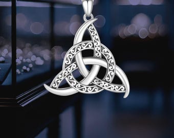 Witches Knot Necklace 925 Silver Triquetra Wiccan Celtic Knot Jewelry Pendant Necklace For Women