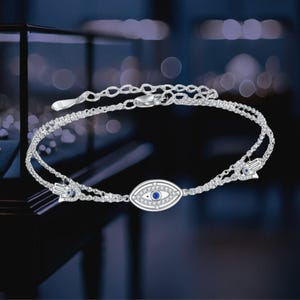 Evil Eye Hamsa Chain Bracelet For Women Girls 925 Silver Hamsa Evil Eye Bracelet Jewelry