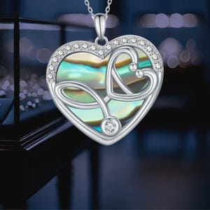 Heart Stethoscope Necklace For Women 925 Sterling Silver Nurse Pendant Necklace