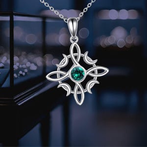 Witches Knot Necklace For Women 925 Silver Celtic Knot Moonstone Good Luck Jewelry
